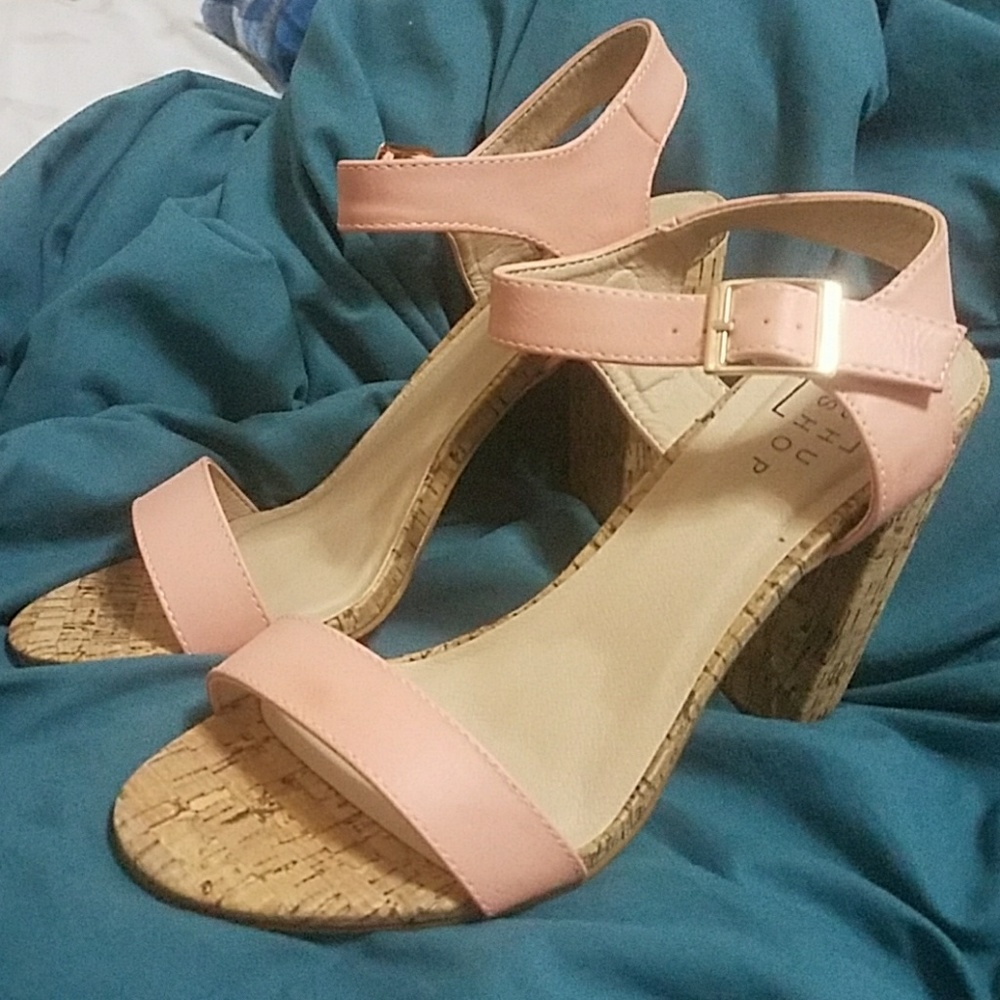 Beautiful Shu Shop coral strap heels